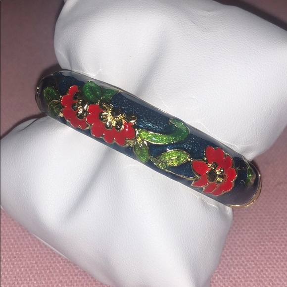 Floral blue and red bracelet - Picture 2 of 5